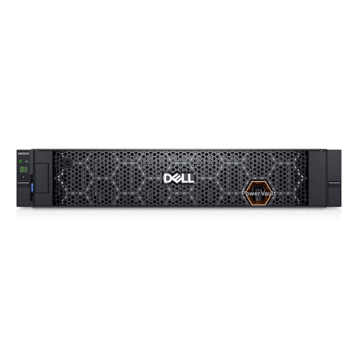 Baie de stockage Dell PowerVault ME5024 avec 2x Contrôleur iSCSI (10/25GbE SFP28), 2x 960GB SSD SAS, Rails