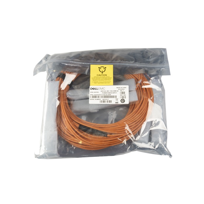 Câble optique Finisar Dell EMC AOC-Q+-4S+-10G-30M-G2 1x40GbE QSFP+ pour 4x10GbE SFP+ 30m 0VF5H