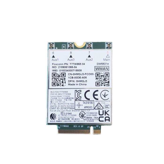 Carte réseau Dell Foxconn 5821E M.2 4G LTE WWAN pour ordinateur portable HMGJ3