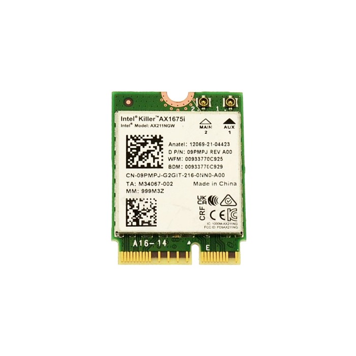 Carte réseau Intel Killer AX1675i WLAN Wi-Fi 6 Bluetooth 5.3 M.2 pour ordinateur portable 9PMPJ