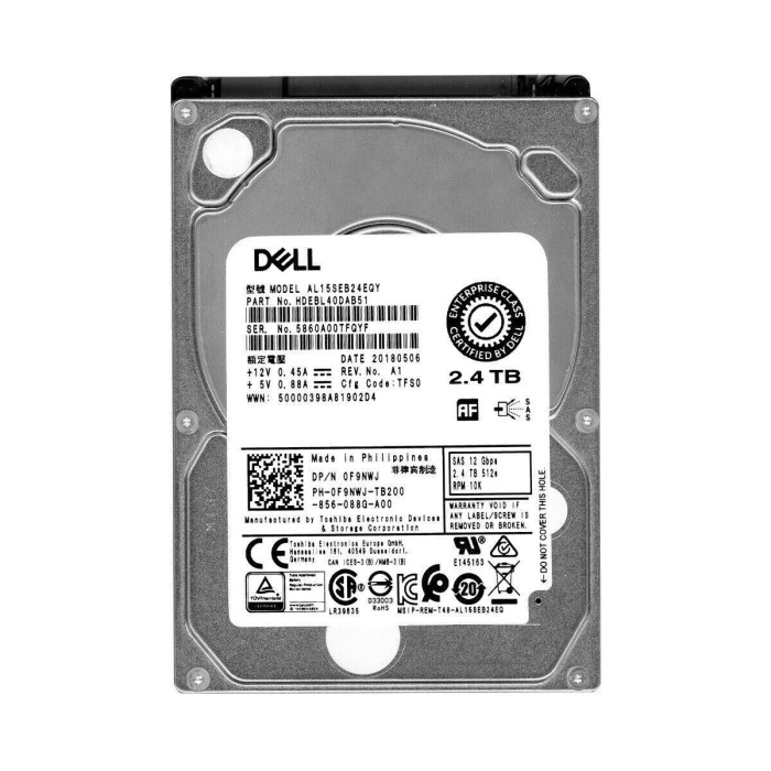 Disque dur Dell 2.4TB 10K SAS 12G 2.5" 512e 128MB F9NWJ