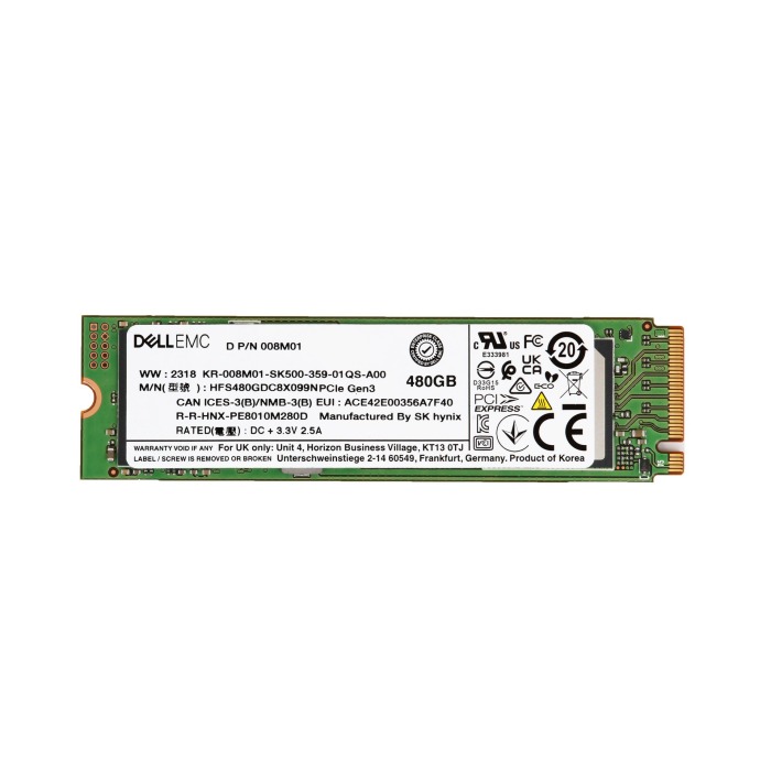 Disque dur Dell 480GB SSD NVMe PCIe 3.0x4 M.2 2280 RI 08M01