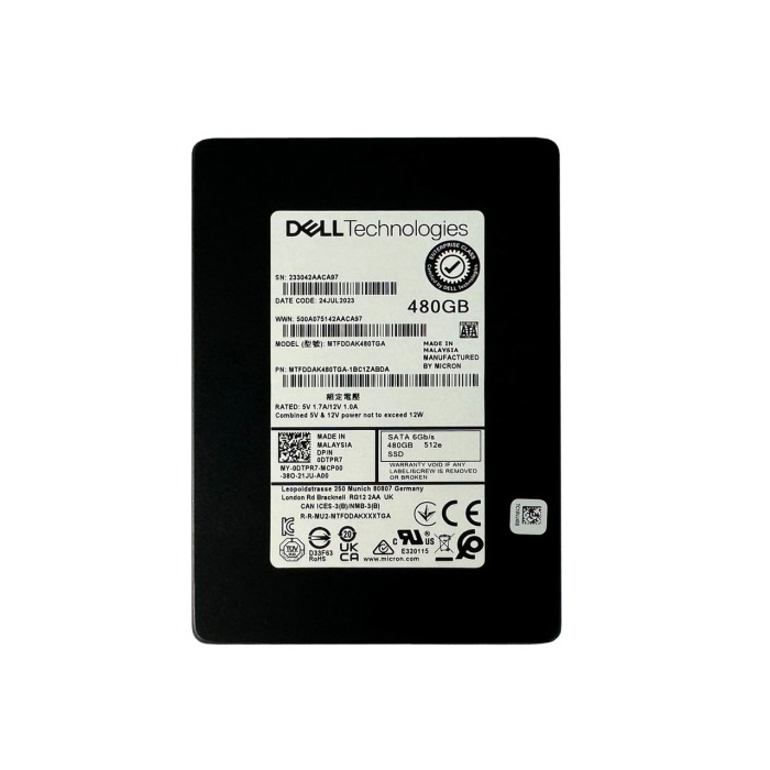 Disque dur Dell 480GB SSD SATA 6G 2.5" TLC AES-256 512e DTPR7