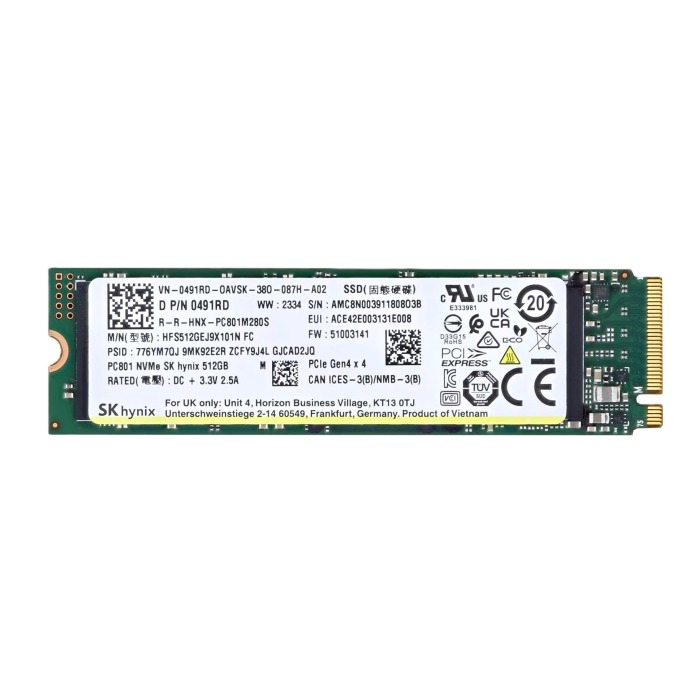 Disque dur Dell 512GB SSD NVMe PCIe 4.0x4 M.2 2280 491RD