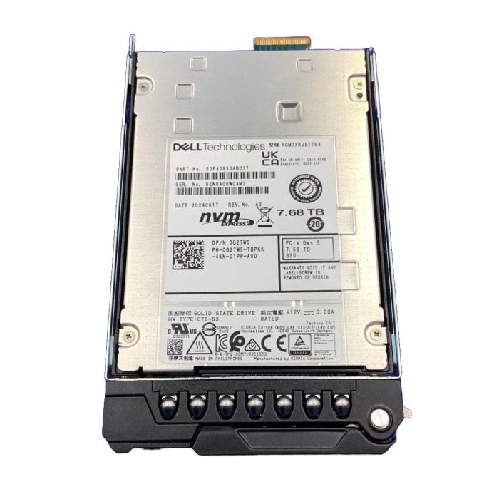 Disque dur Dell 7.68TB SSD NVMe PCIe 5.0 E3.S TLC RI SIE G27W5