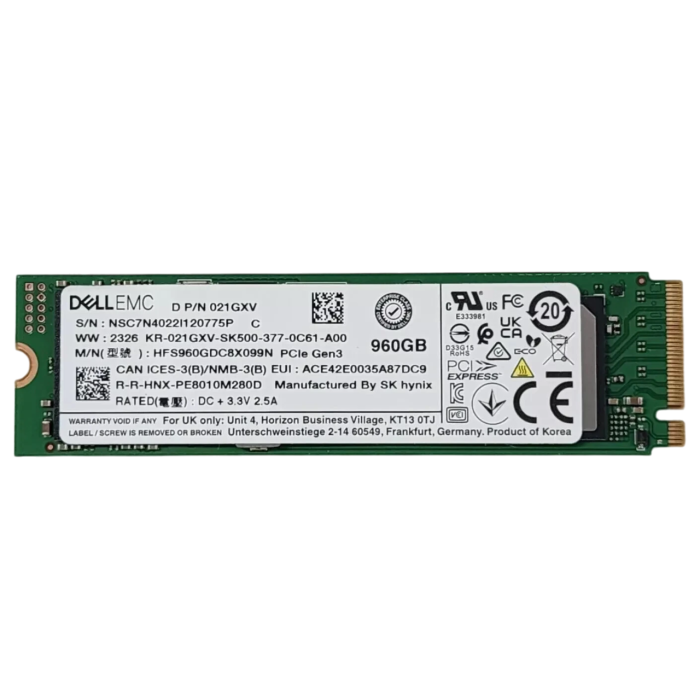 Disque dur Dell 960GB SSD NVMe PCIe 3.0x4 M.2 2280 RI 21GXV