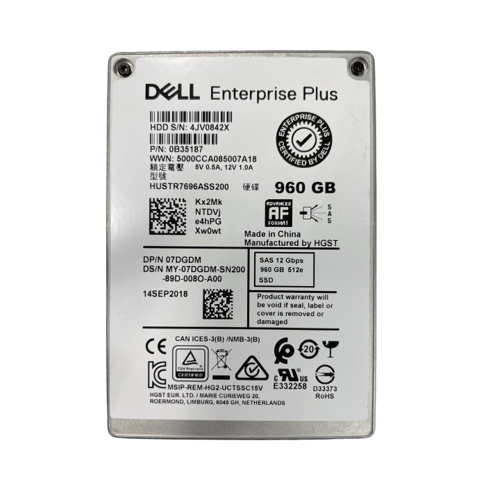 Disque dur Dell 960GB SSD SAS 12G 2.5" RI 7DGDM