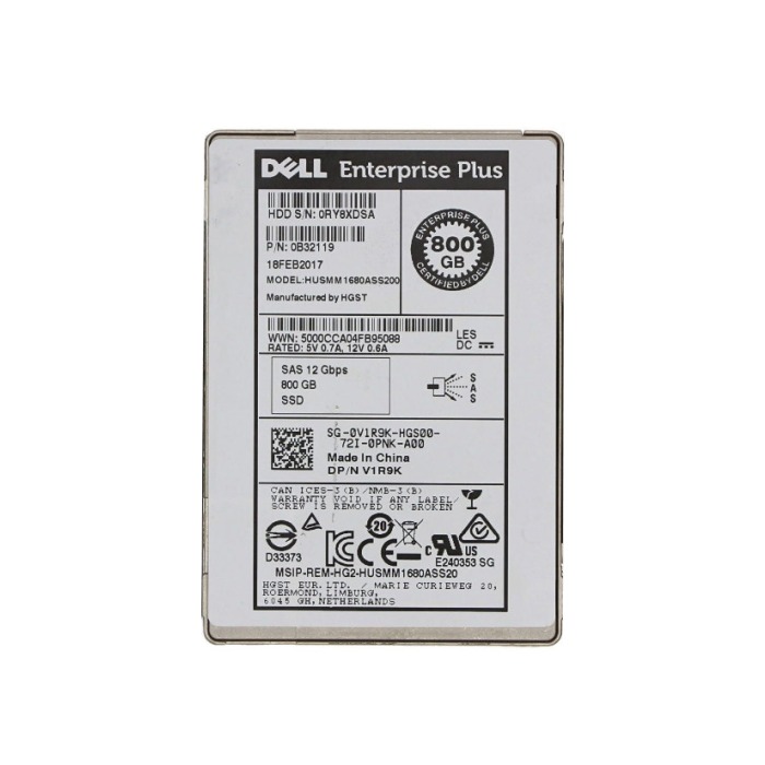 Disque dur Dell Compellent 800GB SSD SAS 12G 2.5" MLC MU V1R9K-CMP