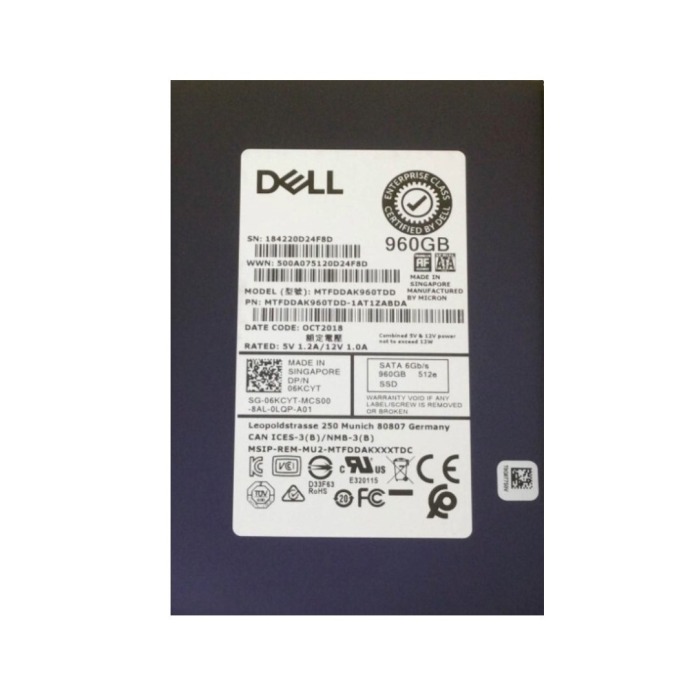 Disque dur Dell Micron 960GB SSD SATA 6G 2.5" TLC MU 6KCYT
