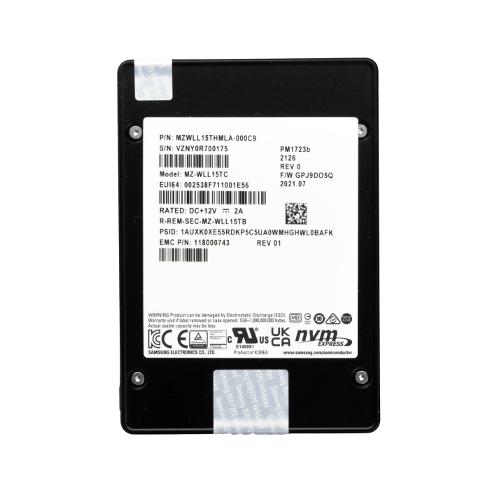 Disque dur EMC 15.36TB SSD NVMe PCIe 3.0x4 U.2 2.5" 118000743