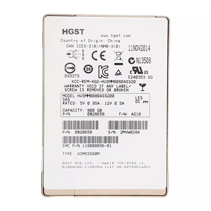 Disque dur EMC 800GB SSD SAS 12G 2.5" MLC WI 118000096-01