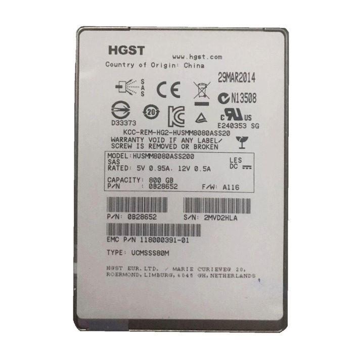 Disque dur EMC 800GB SSD SAS 12G 2.5" MLC WI 118000391-01