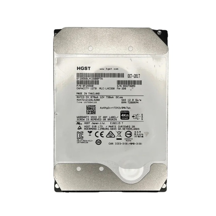 Disque dur HGST 12TB 7.2K HDD SAS 12G 3.5" 4KN 256MB 0F29560