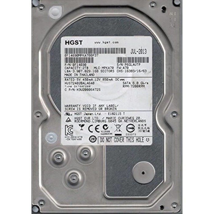 Disque dur HGST 2TB 7.2K HDD SATA 6G 3.5" 512e 0F14690