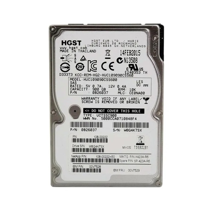 Disque dur HGST 900GB 10K HDD SAS 6G 2.5" 108-00222+A0