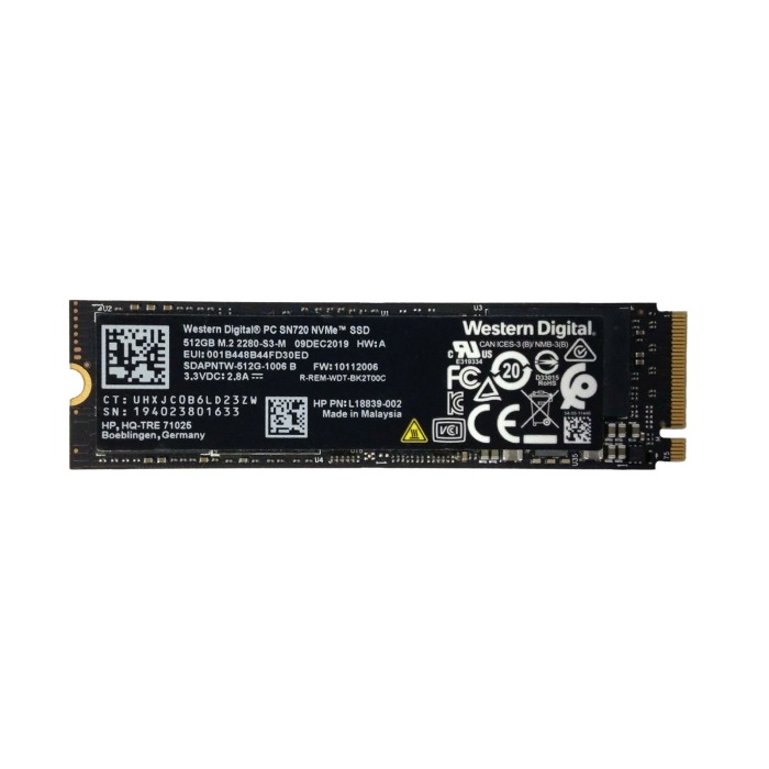 Disque dur HP 512GB SSD NVMe PCIe 3.0x4 M.2 2280 TLC L18839-002