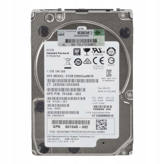 Disque dur HPE 1.2TB 10K HDD SAS 6G 2.5" 791436-003