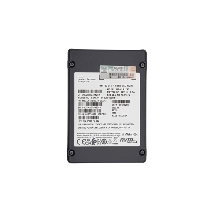 Disque dur HPE 1.92TB SSD NVMe PCIe 4.0x4 U.3 2.5" RI P36976-002