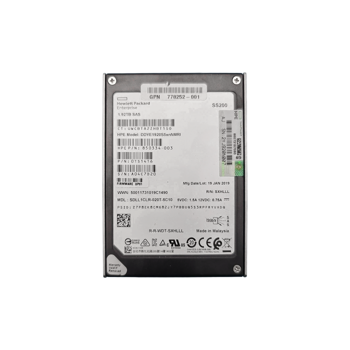 Disque dur HPE 1.92TB SSD SAS 12G 2.5" 850334-003