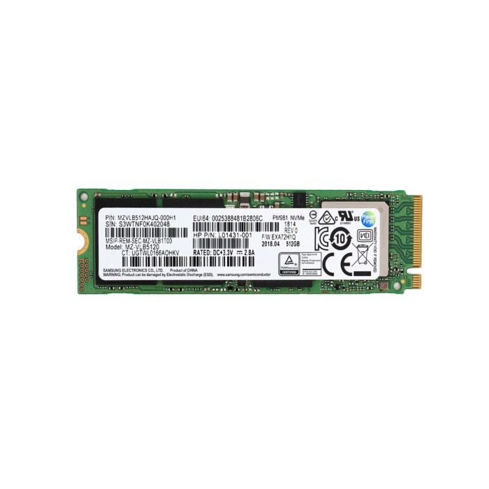 Disque dur HPE 512GB SSD NVMe PCIe 3.0x4 M.2 2280 MLC L01431-001