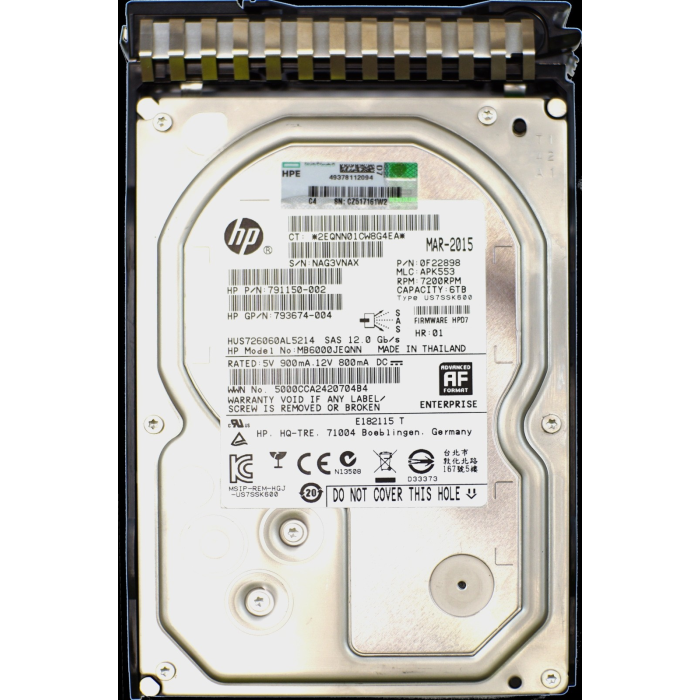 Disque dur HPE 6TB 7.2K SAS 12G 3.5" 128MB 791150-002