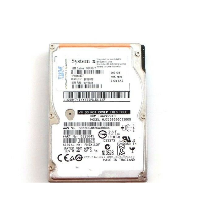 Disque dur IBM 300GB HDD SAS 6G 2.5" 90Y8877