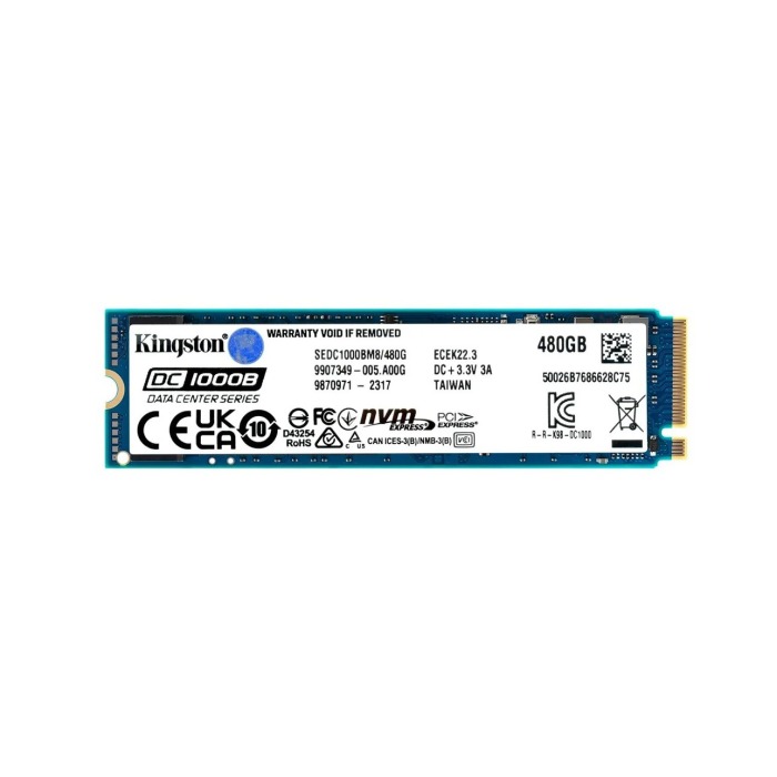 Disque dur Kingston 480GB SSD NVMe PCIe 3.0 M.2 2280 3D TLC NAND RI SEDC1000BM8/480G