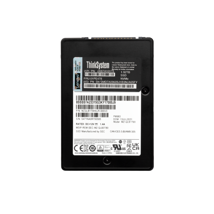 Disque dur Lenovo 1.92TB SSD NVMe PCIe 3.0x4 2.5" 1P4XB7A10175