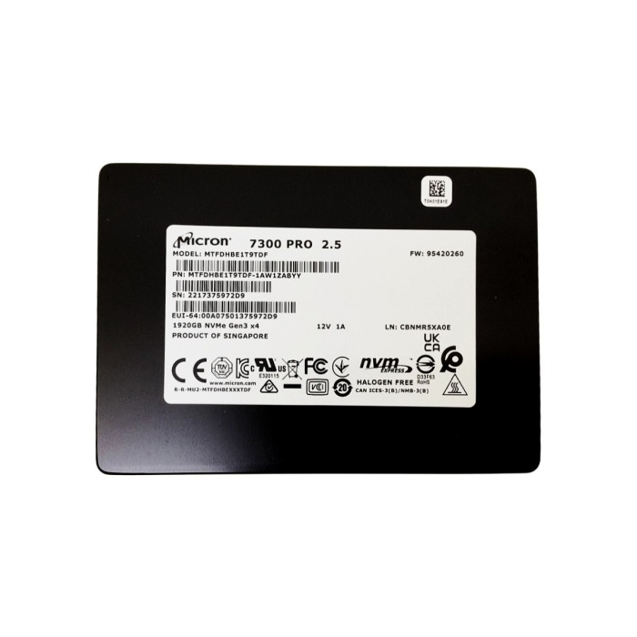 Disque dur Micron 1.92TB SSD NVMe PCIe 3.0x4 U.2 2.5" 3D TLC NAND RI MTFDHBE1T9TDF-1AW1ZABYY