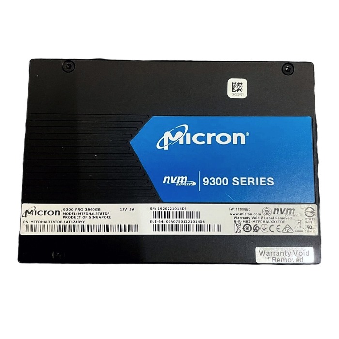 Disque dur Micron 3.84TB SSD NVMe PCIe 3.0x4 U.2 TLC RI MTFDHAL3T8TDP-1AT1ZABYY