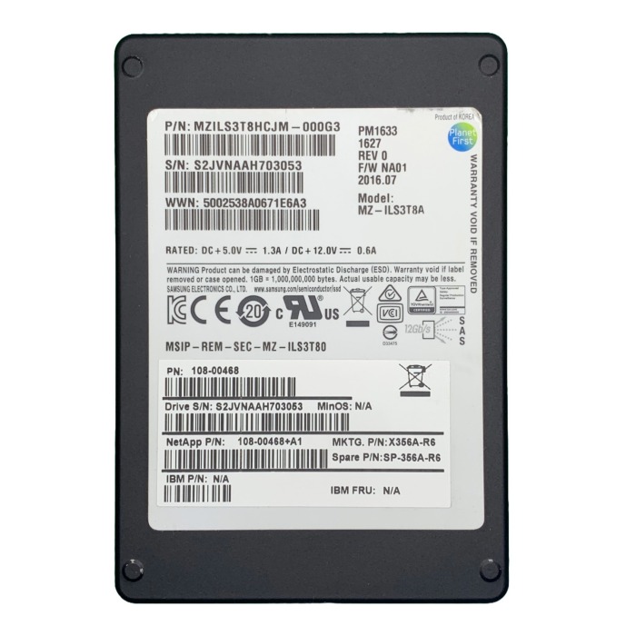 Disque dur Netapp 3.84TB SSD SAS 12G 2.5" RI 108-00468