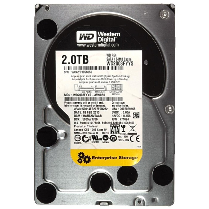 Disque dur WD 2TB 7.2K HDD SATA 3G 3.5" 512e 64MB WD2003FYYS-36W0B0
