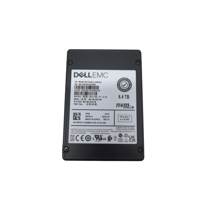 Hard drive Dell 6.4TB SSD NVMe PCIe 4.0 U.2 2.5" TLC MU 9F6Y3