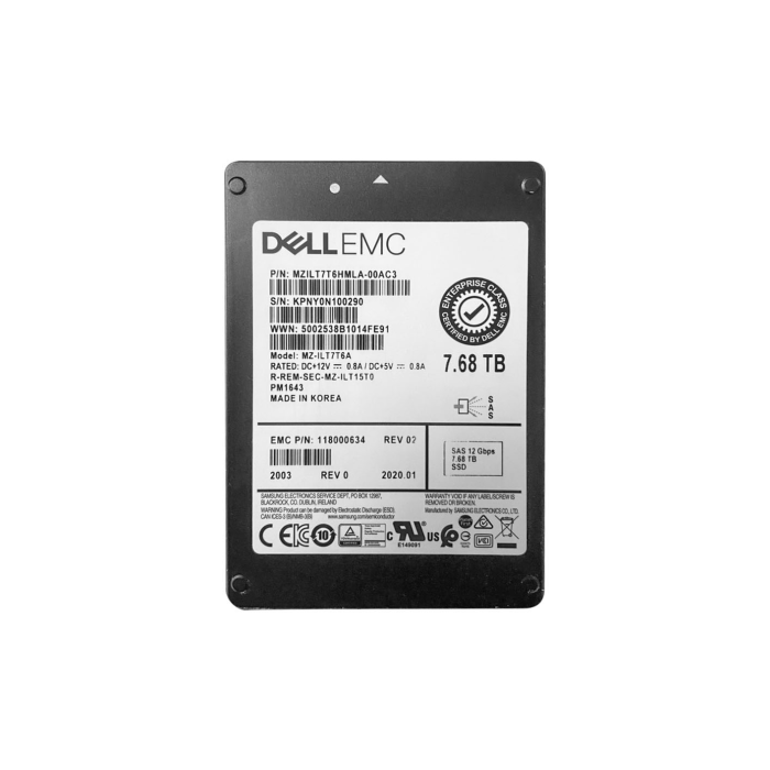 Hard drive EMC 7.68TB SSD SAS 12G 2.5" TLC RI AES-256 118000634