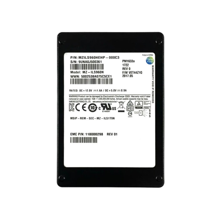 Hard drive EMC 960GB SSD SAS 12G 2.5" TLC RI 118000298