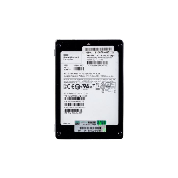 Hard drive HPE 1.92TB SSD SAS 12G 2.5" TLC 810868-001