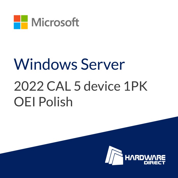 Licence Microsoft Windows Server 2022 CAL 5 device 1PK OEI Polish