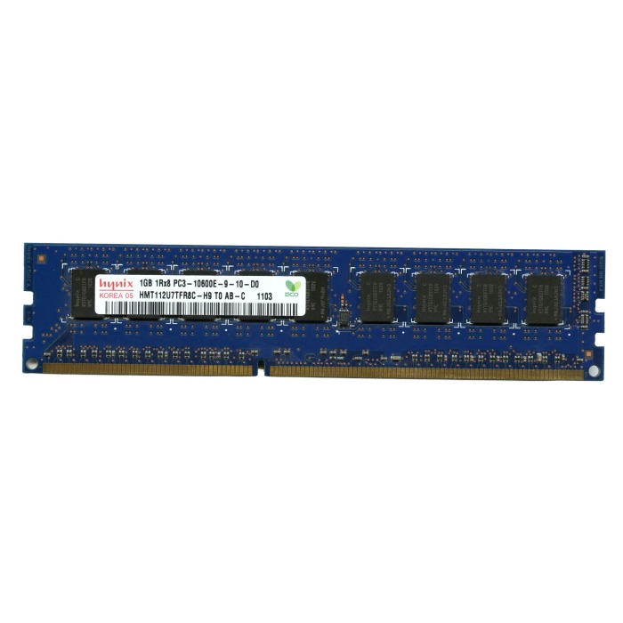 Mémoire RAM Hynix 1GB 1Rx8 PC3-10600 DDR3 UDIMM 1333MHz HMT112U7TFR8C-H9