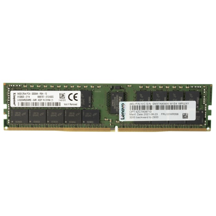 Mémoire RAM Lenovo 64GB 2Rx4 PC4-25600 DDR4 RDIMM ECC 3200MHz 01KR356
