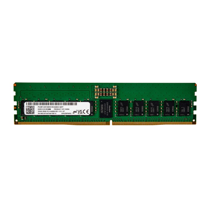 Mémoire RAM Micron 32GB 2Rx8 PC5-51200 DDR5 RDIMM ECC 6400MHz MTC20F2085S1RC64BD2