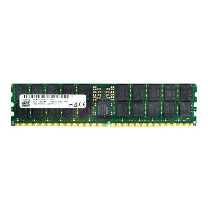 Mémoire RAM Micron 64GB 2Rx4 PC5-51200 DDR5 6400MHz RDIMM ECC MTC40F2046S1RC64BD2