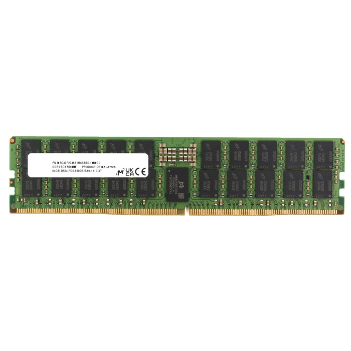 Mémoire RAM Micron 64GB 4Rx4 PC5-44800 DDR5 5600MHz RDIMM ECC MTC40F2046S1RC56BD1