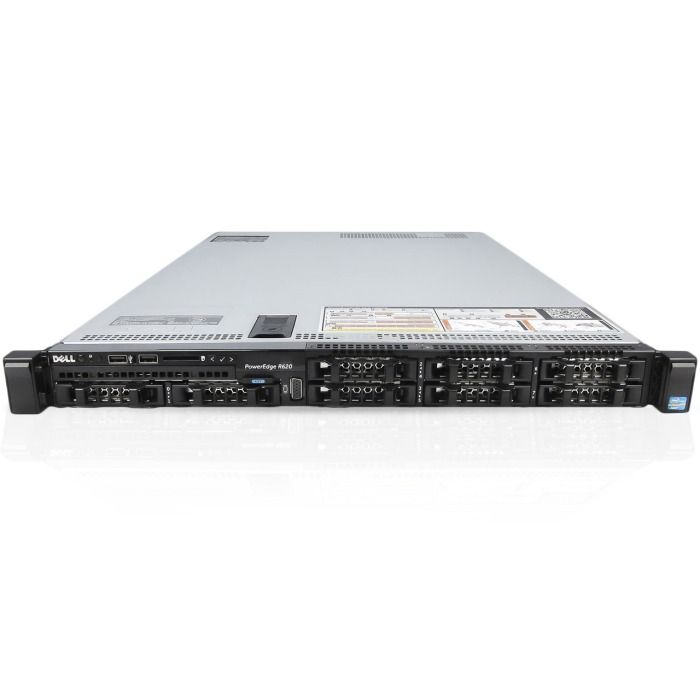 Server Dell R620 8x2.5" with 2xE5-2650, 32GB RAM, H710P, 2x480GB SSD SATA 2.5", 4x1GbE, 2xPSU, Rails, iDRAC 7 Enterprise