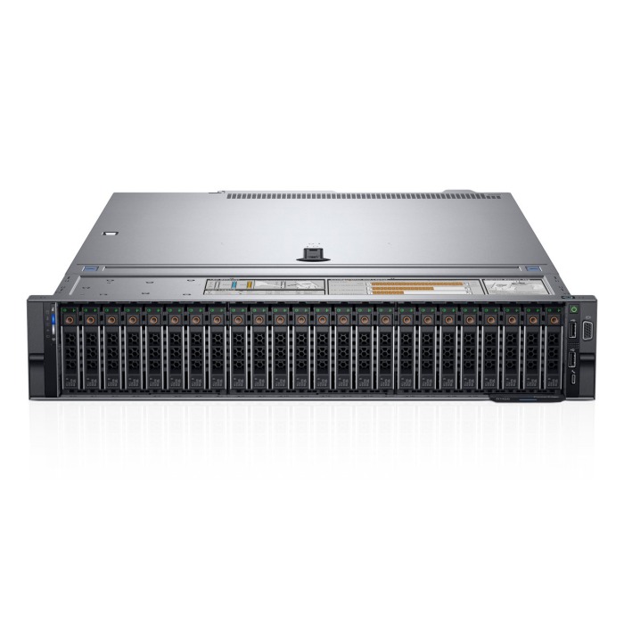 Serveur Dell PowerEdge R7425 24x2.5" avec 2x EPYC 7401, 256GB RAM, H330+, BOSS-S1avec 2x Dell 480GB SSD SATA RI M.2, 4x 960GB SSD SAS 12G RI 2.5", 2x10/25GbE SFP28, 3x Nvidia L4 24GB, 2x PSU 2000W, Rails, Façade, iDRAC9 Enterprise