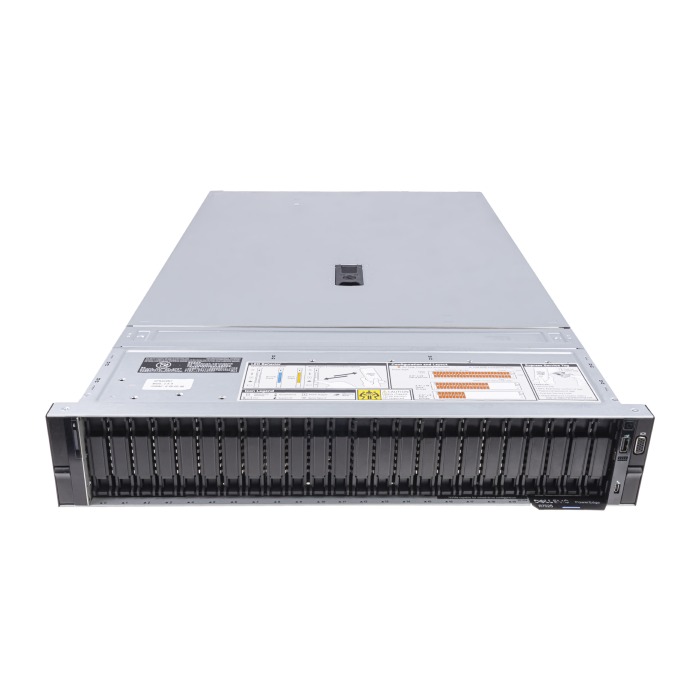 Serveur Dell PowerEdge R7525 24x2.5" avec 1x EPYC 7702P, 128GB RAM, 2x 480GB SSD SATA 2.5", 2x10/25GbE SFP28, 2x PSU 800W, rails, iDRAC9 Enterprise