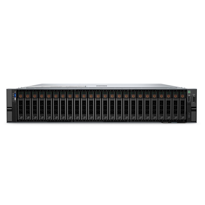 Serveur Dell PowerEdge R7615 24x2.5" NVMe avec 1x EPYC 9354, 32GB RAM, 2x H965i, BOSS-N1 z 2x Dell 960GB SSD NVMe M.2, 2x 3.84TB SSD NVMe U.2 2.5", 2x10/25GbE SFP28, 2x PSU 1400W, rails, iDRAC9 Enterprise