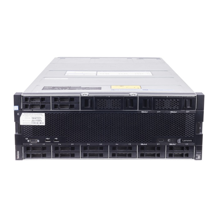 Serveur Lenovo ThinkSystem SR950 24x2.5" avec 8x Platinum 8276, 3TB RAM, M1215, 2x960GB SSD SATA 2.5", 2x10GbE SFP+, 4xPSU, rails